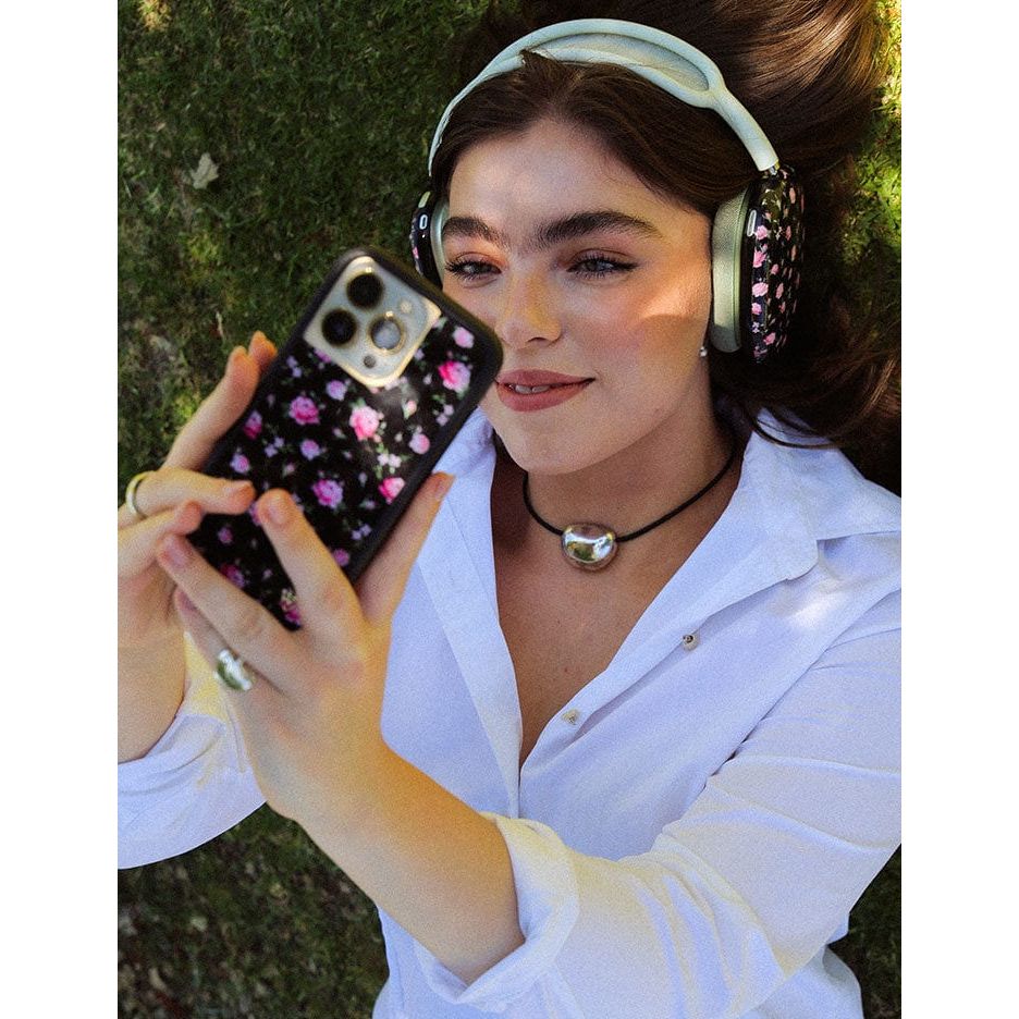 Black and Pink Floral iPhone Case