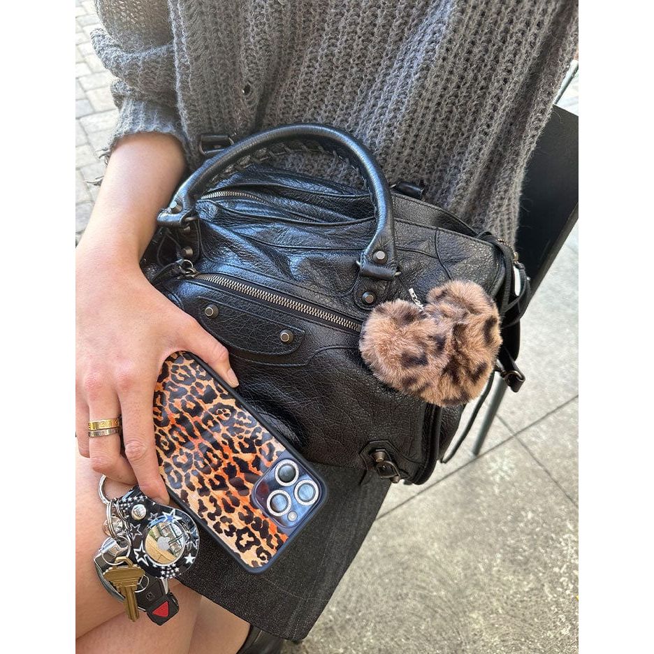 Fuzzy Heart w/ WF Charm | Leopard