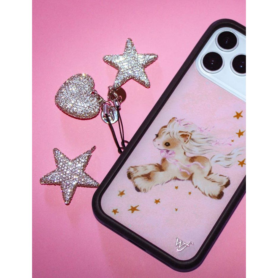 Rhinestone Heart Charm | White