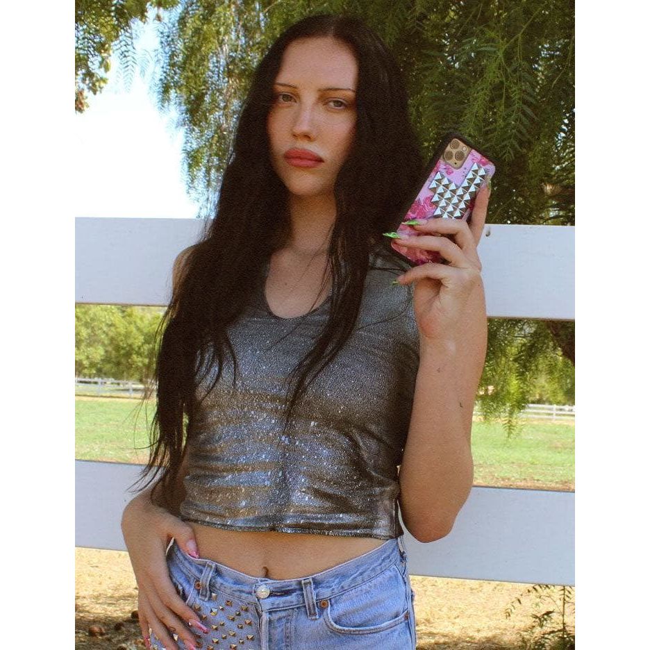 Pink Floral Stud iPhone Case