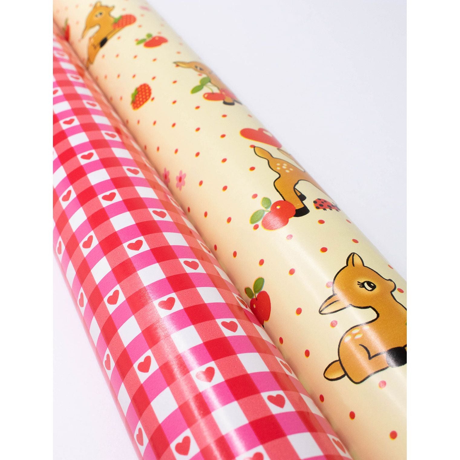 Oh Deer and Red Gingham Hearts Gift Wrap - 2 Pack