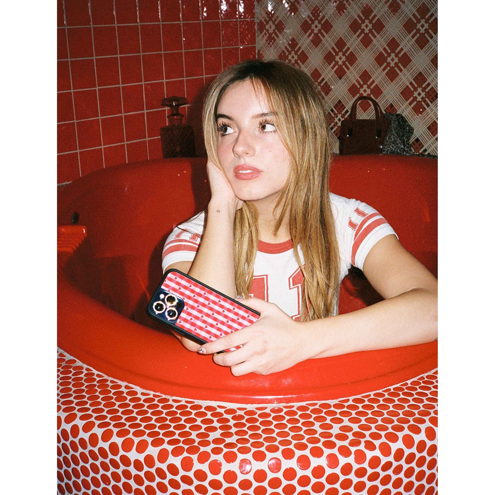 Gingham Hearts | Red iPhone Case
