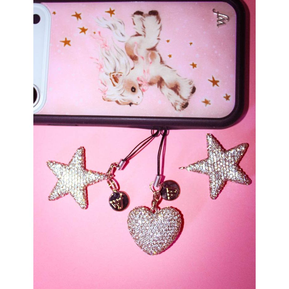 Rhinestone Heart Charm | White