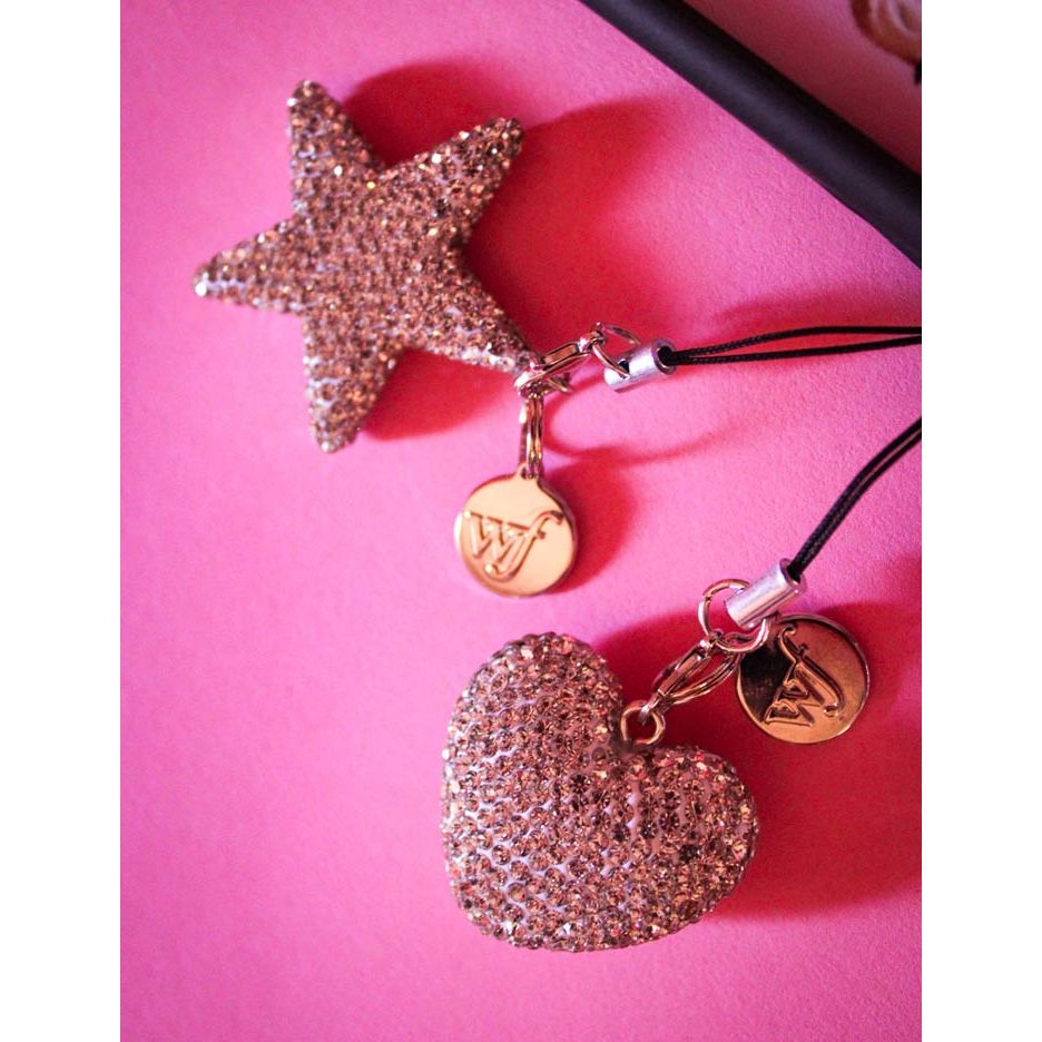 Rhinestone Heart Charm | White