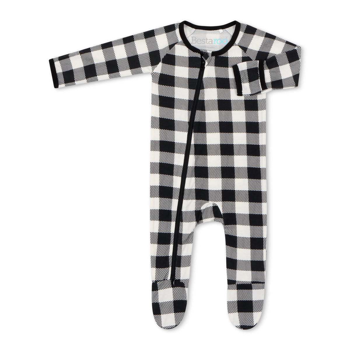 Black &amp; White Plaid Footie
