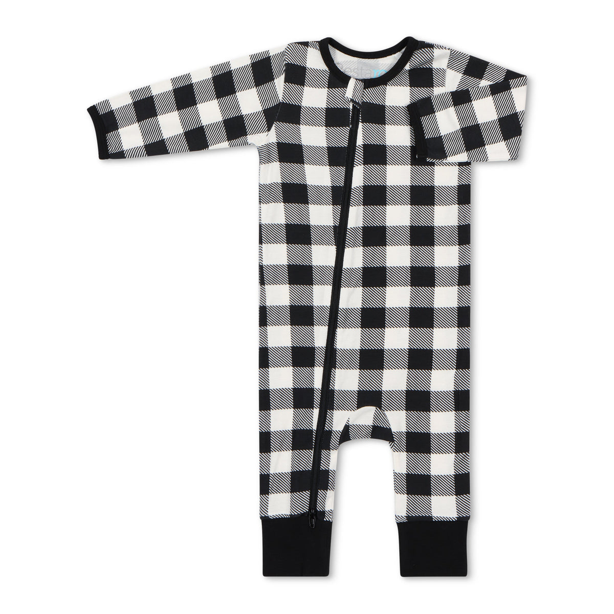Black &amp; White Plaid Romper
