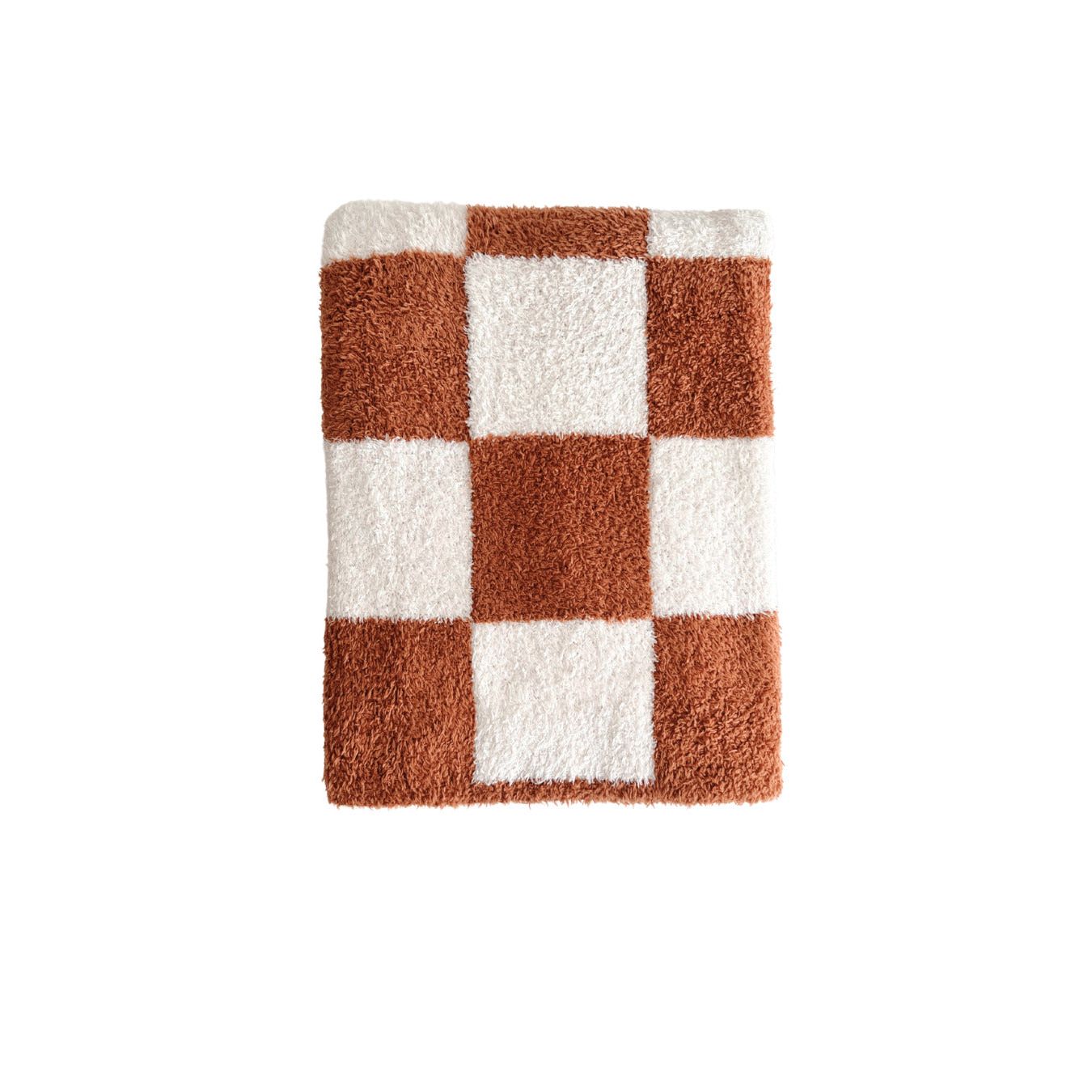 Checkered Plush Blanket | Copper