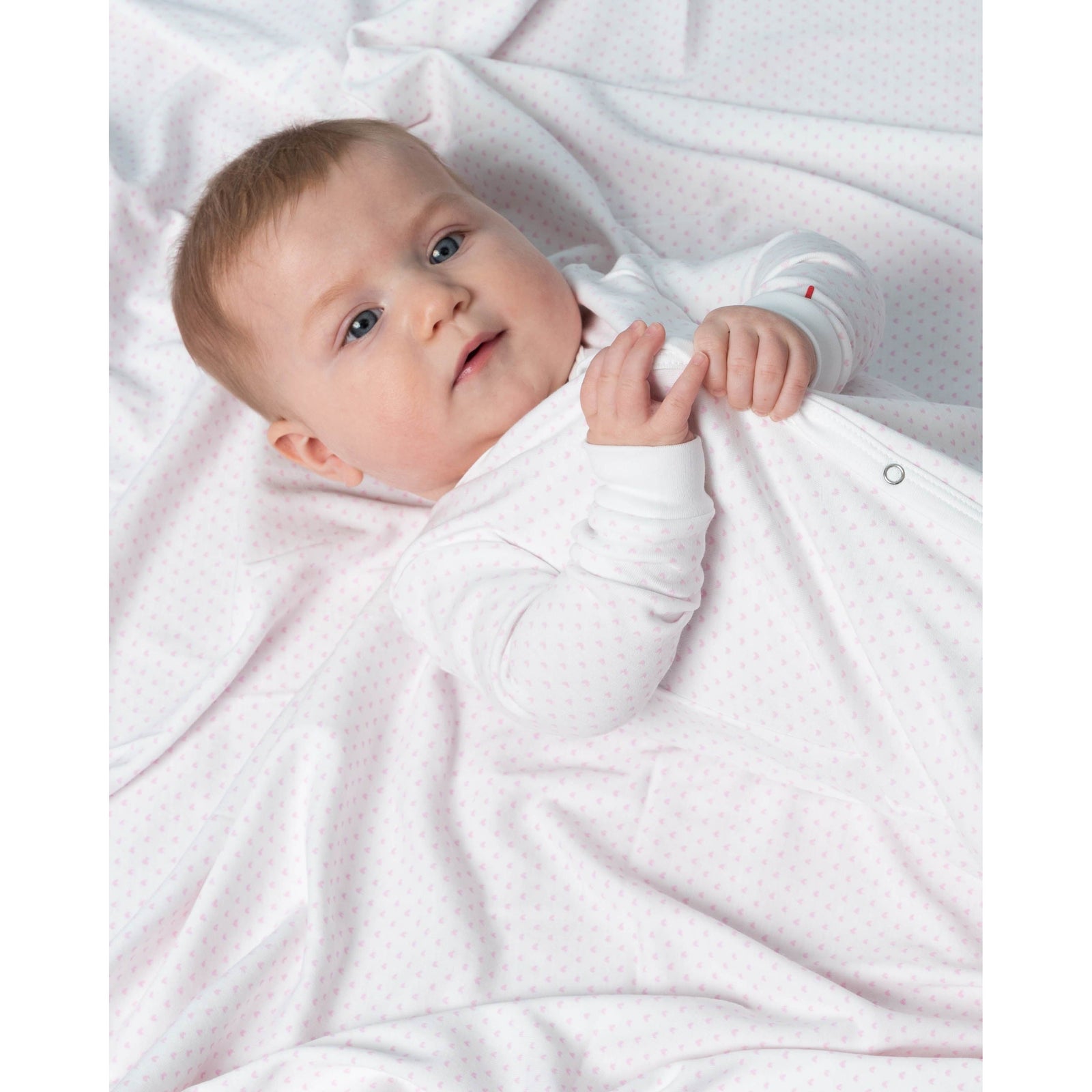 The Organic Snap Footie [Pink Tiny Hearts]