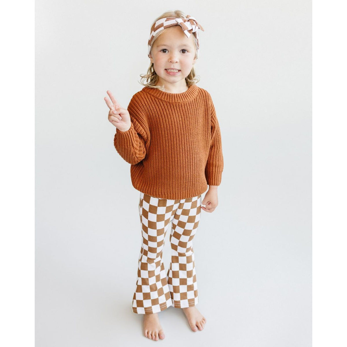 Checkered Flare Pants | Copper