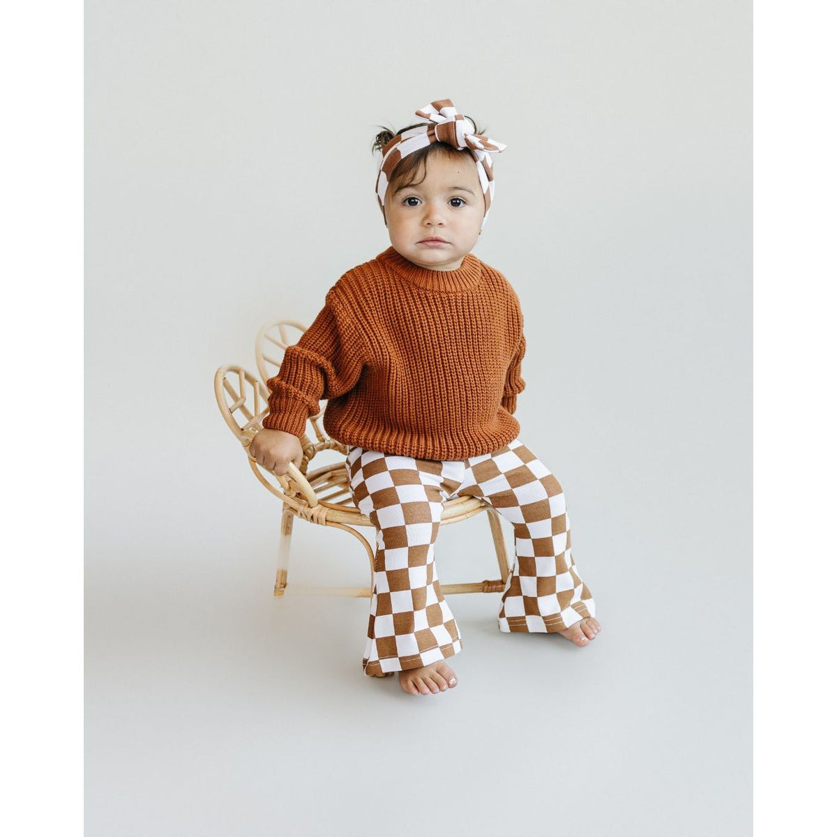 Checkered Flare Pants | Copper