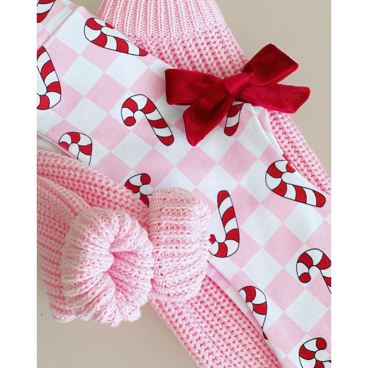 Checkered Candy Cane Flare Pants | Pink