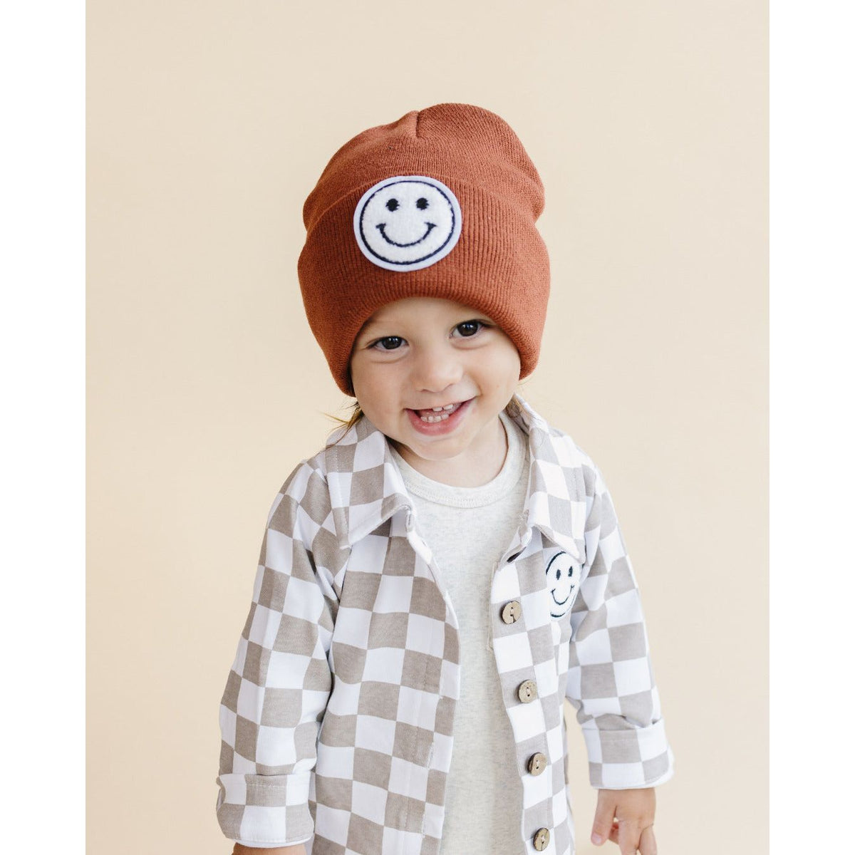 Cotton Shacket | Smiley Checkered Latte