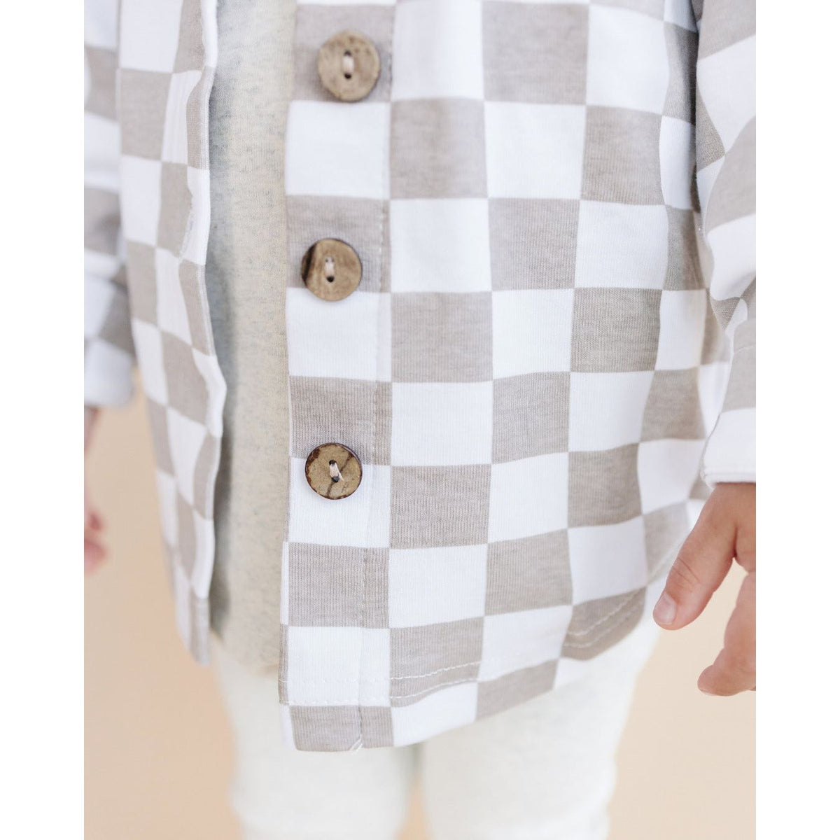 Cotton Shacket | Smiley Checkered Latte