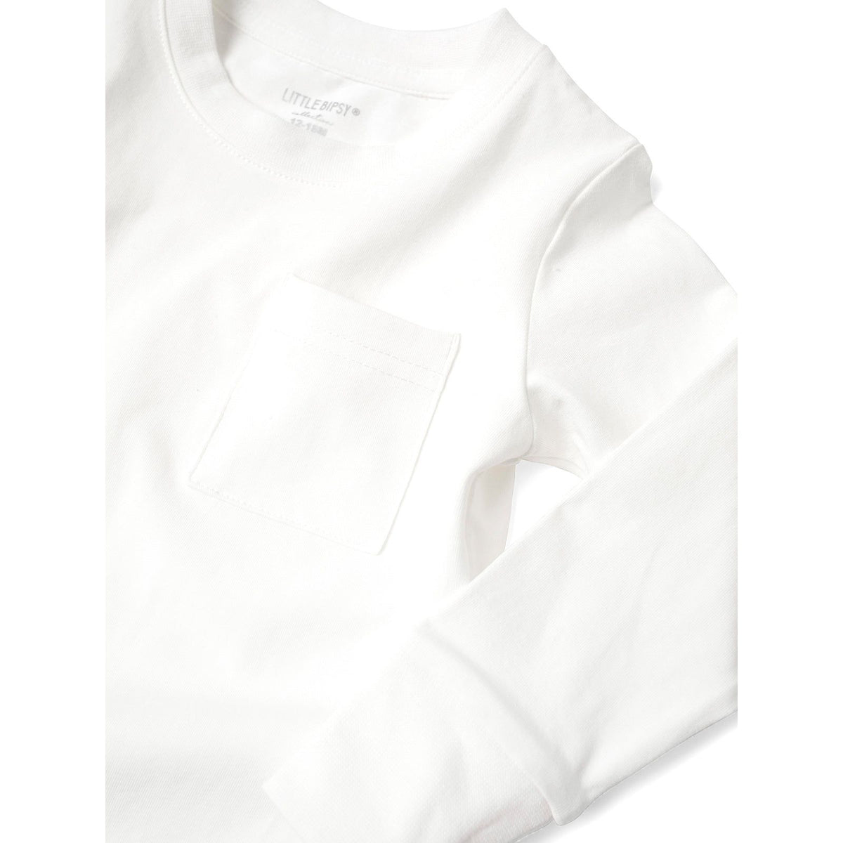 Long Sleeve Pocket Tee - White