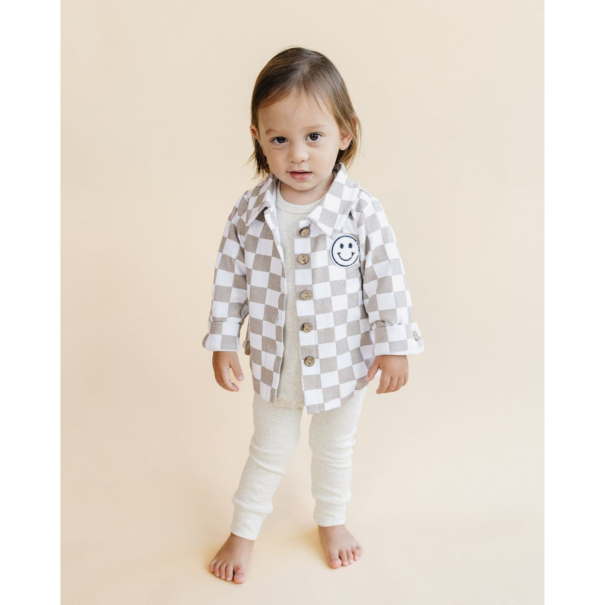 Cotton Shacket | Smiley Checkered Latte