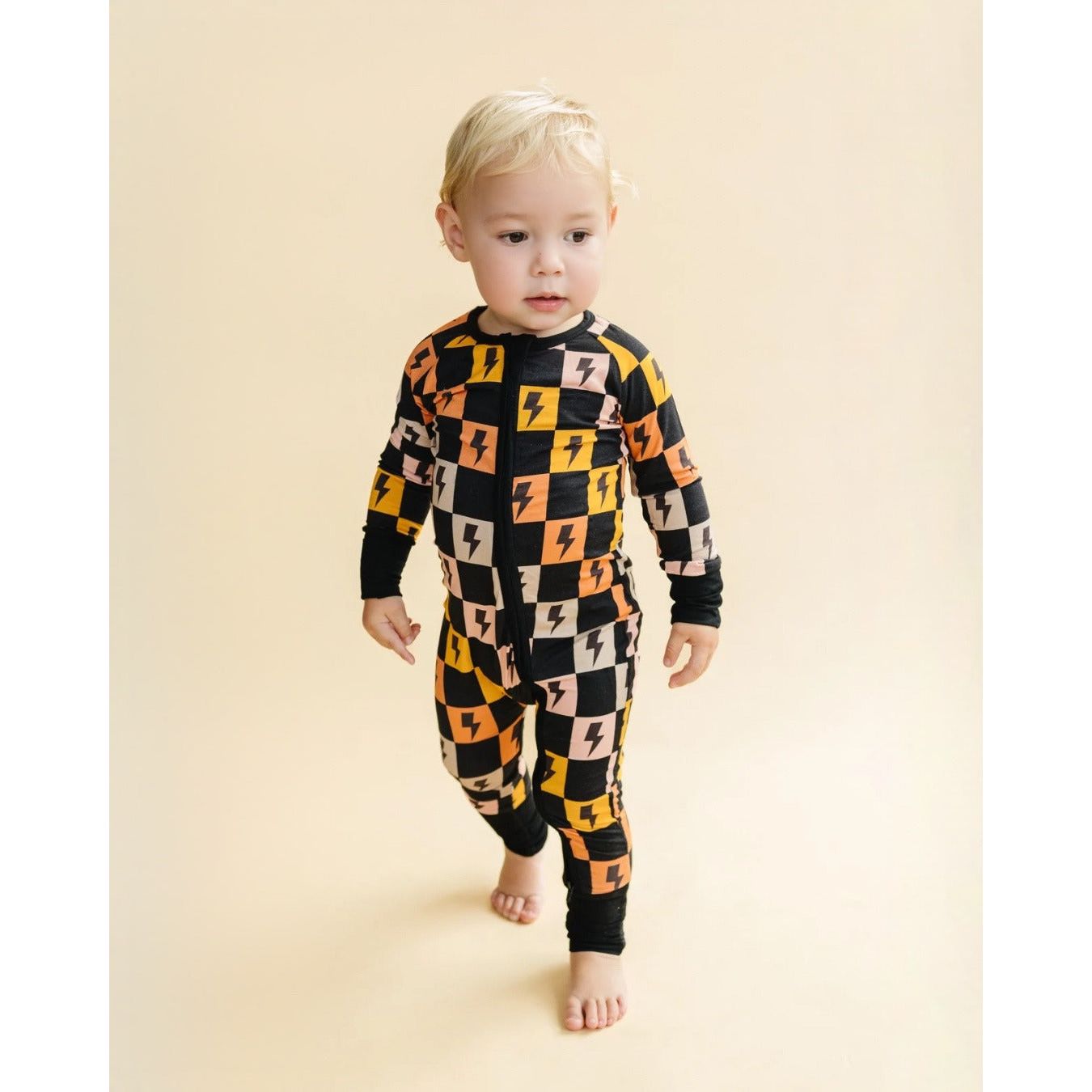 Bamboo Zip Romper | Colorful Checks & Bolts