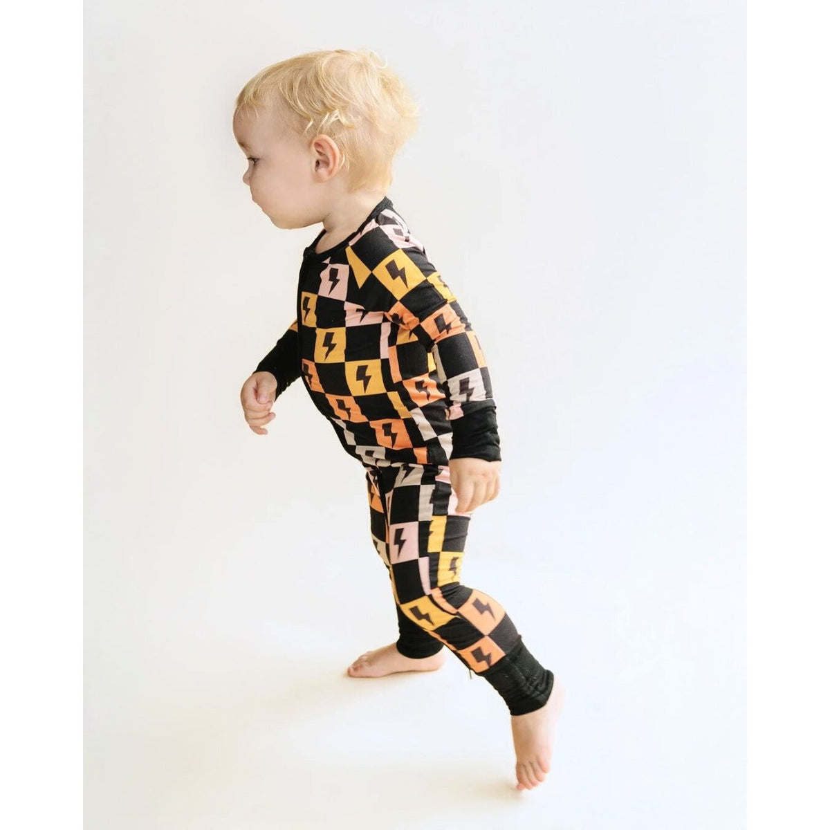 Bamboo Zip Romper | Colorful Checks & Bolts