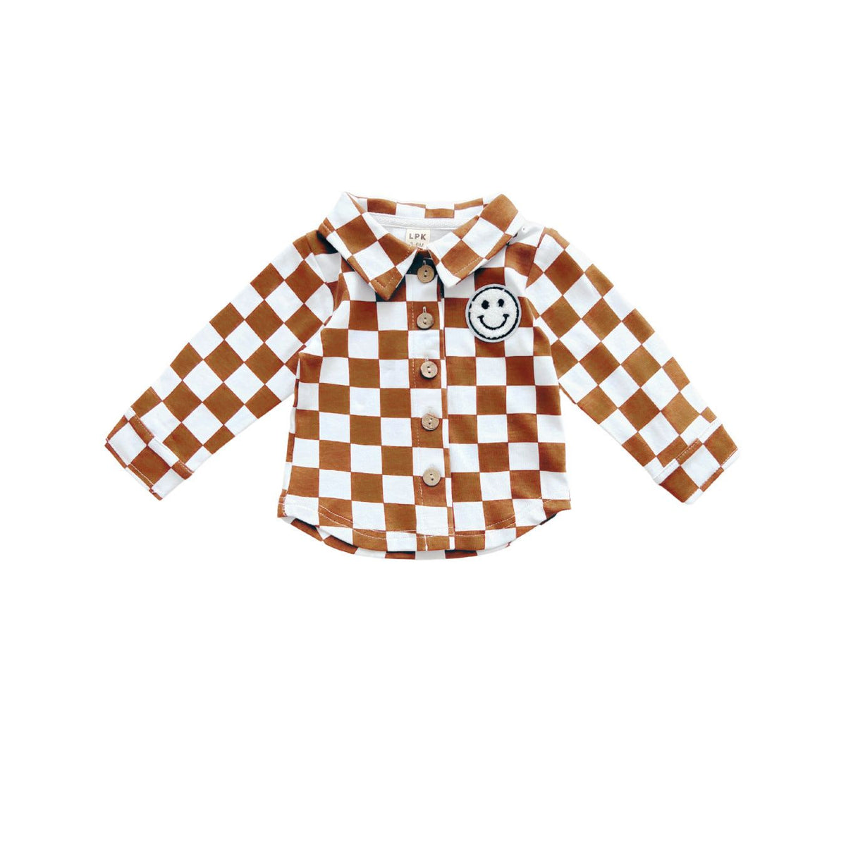 Cotton Shacket | Smiley Checkered Copper