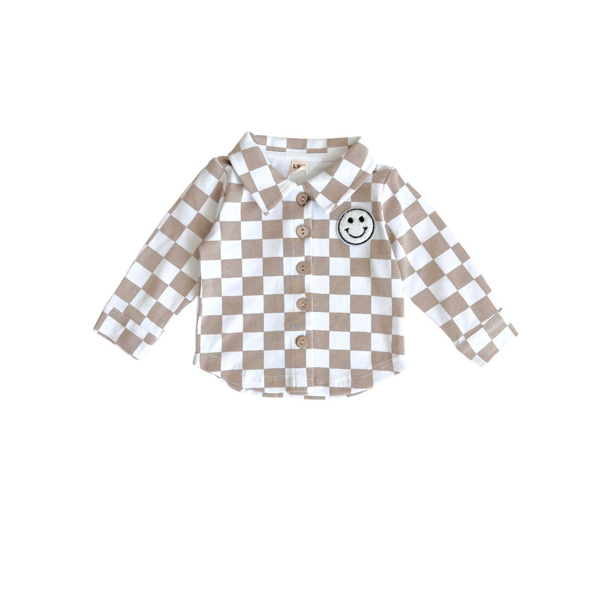 Cotton Shacket | Smiley Checkered Latte
