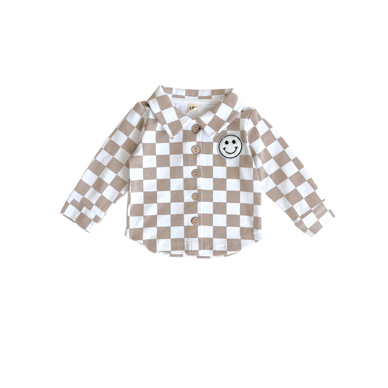Cotton Shacket | Smiley Checkered Latte