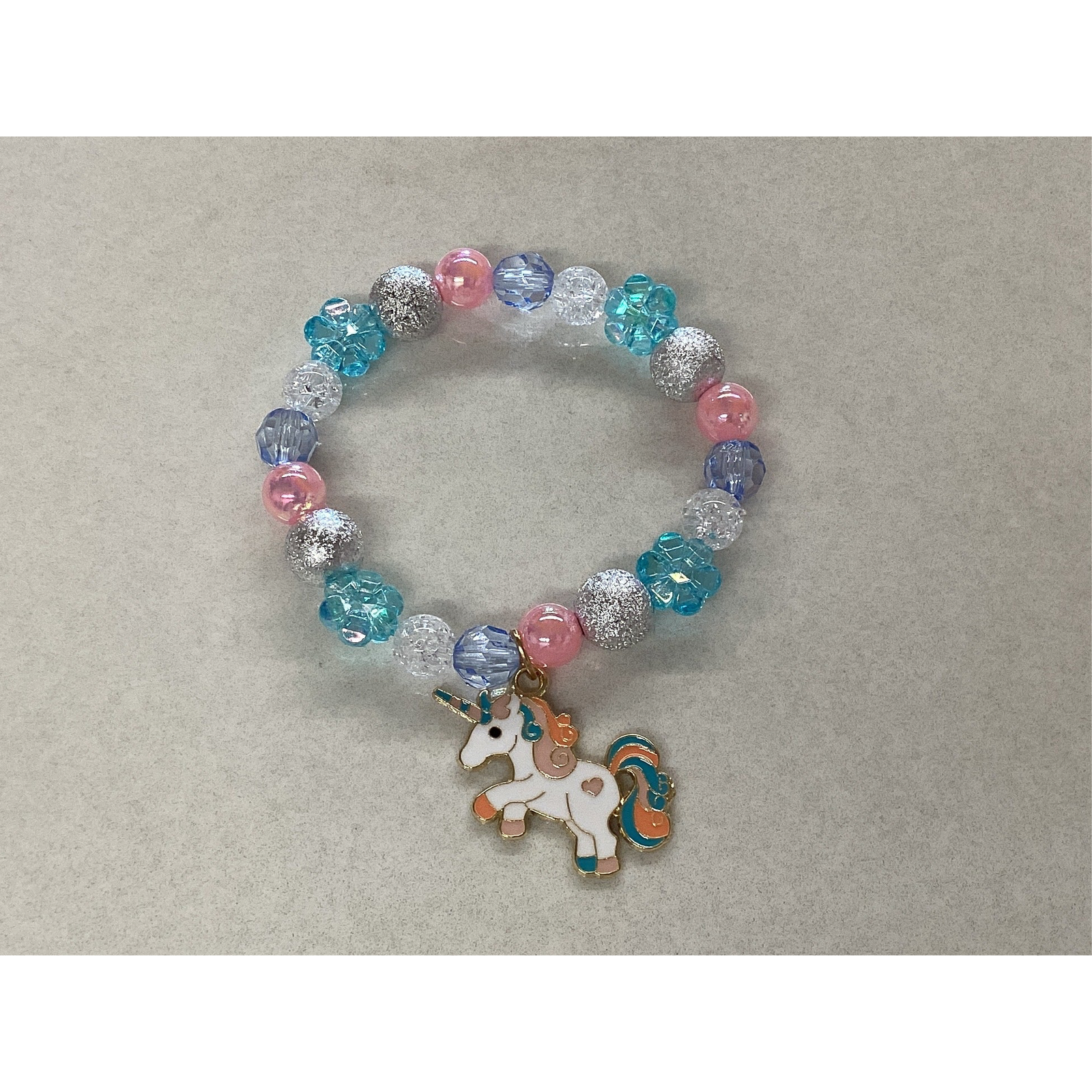 unicorn charm bracelet | blue + white