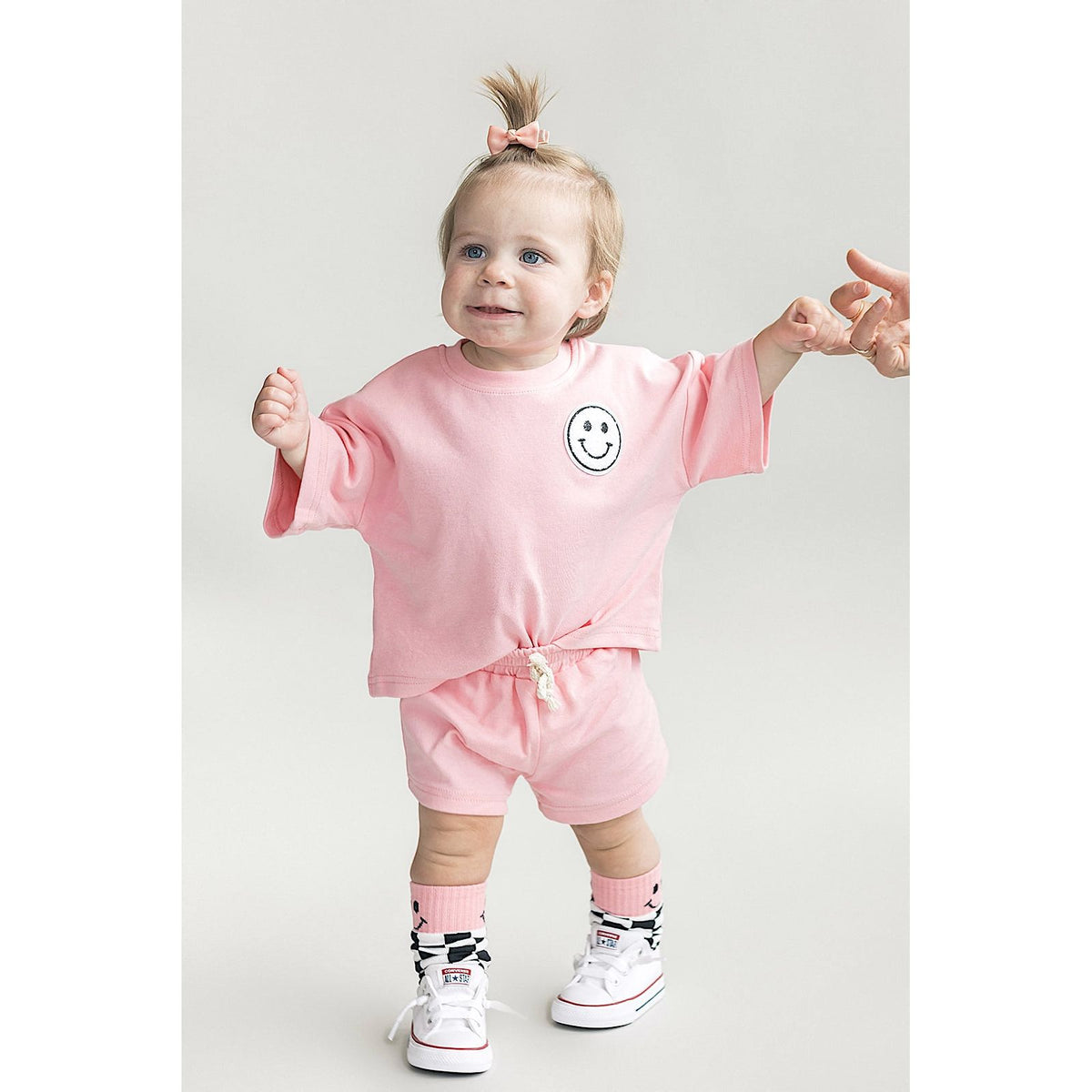 Smiley Shorts Set | Pink Peach