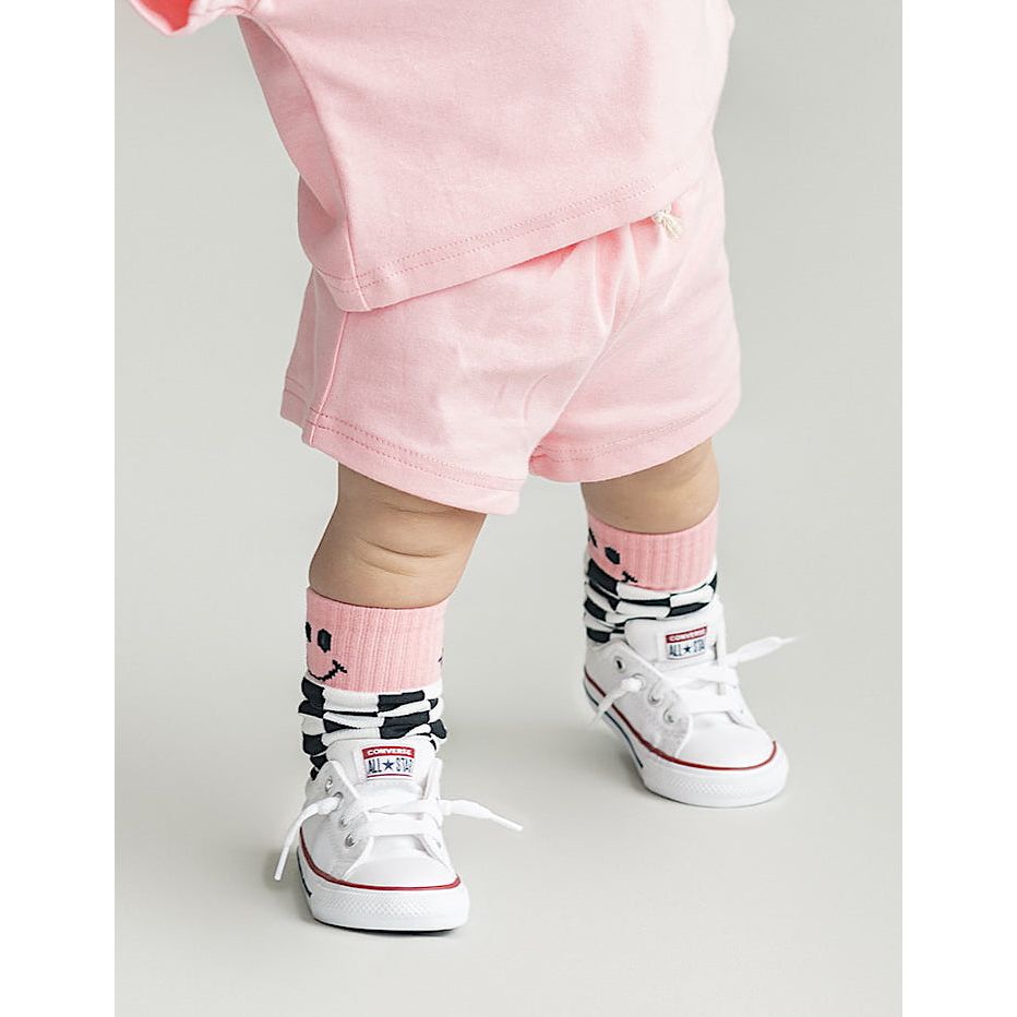 Smiley Shorts Set | Pink Peach