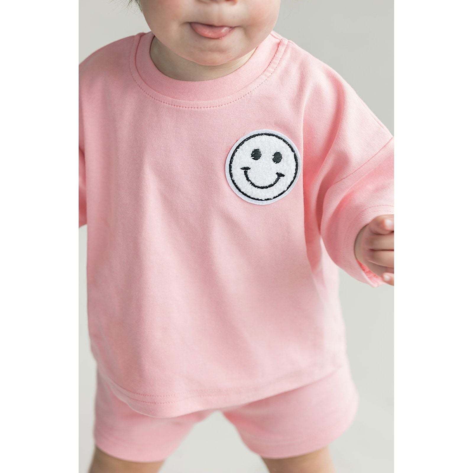 Smiley Shorts Set | Pink Peach