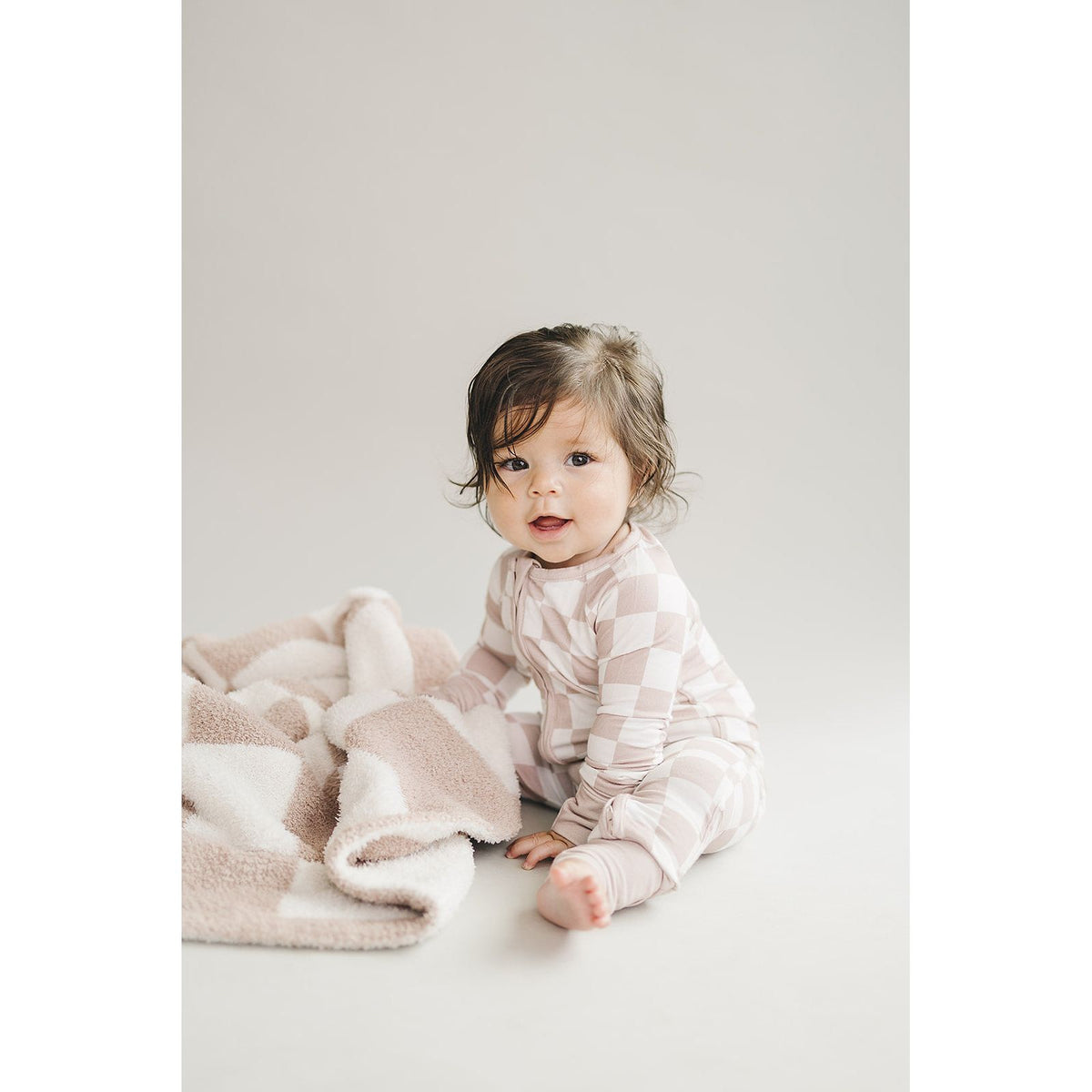 Checkered Plush Blanket | Latte