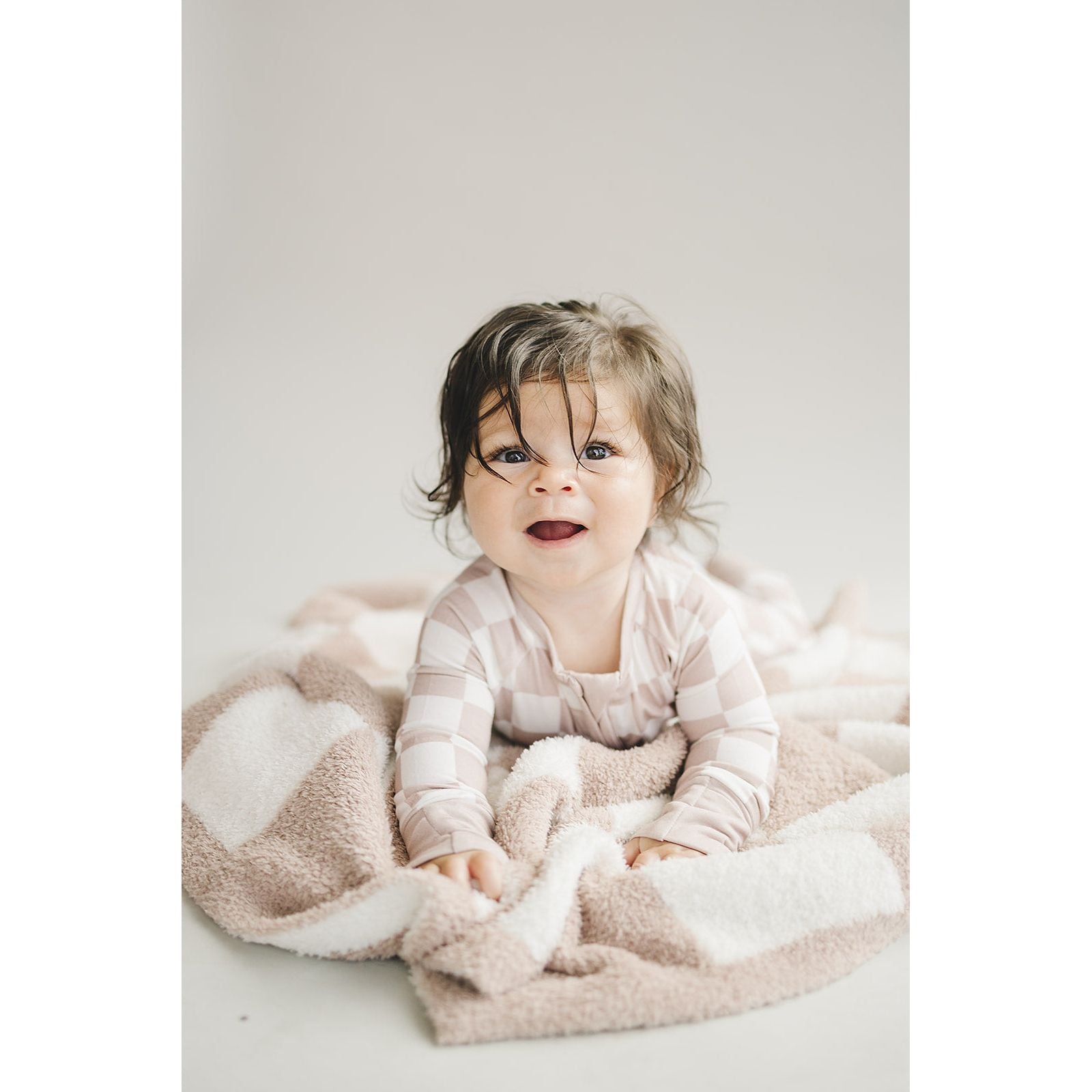 Checkered Plush Blanket | Latte