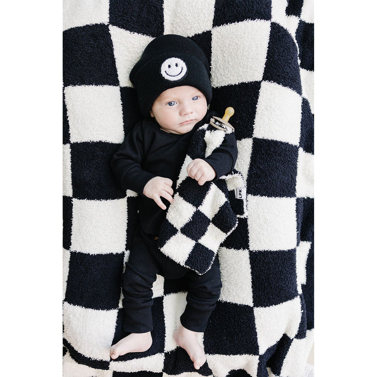 Checkered Plush Lovey | Black