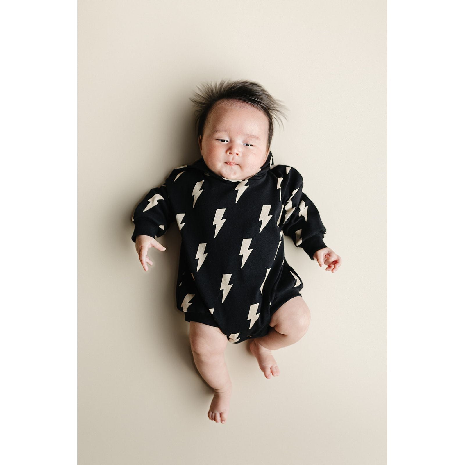 Hooded Bubble Romper  |  Black Bolts