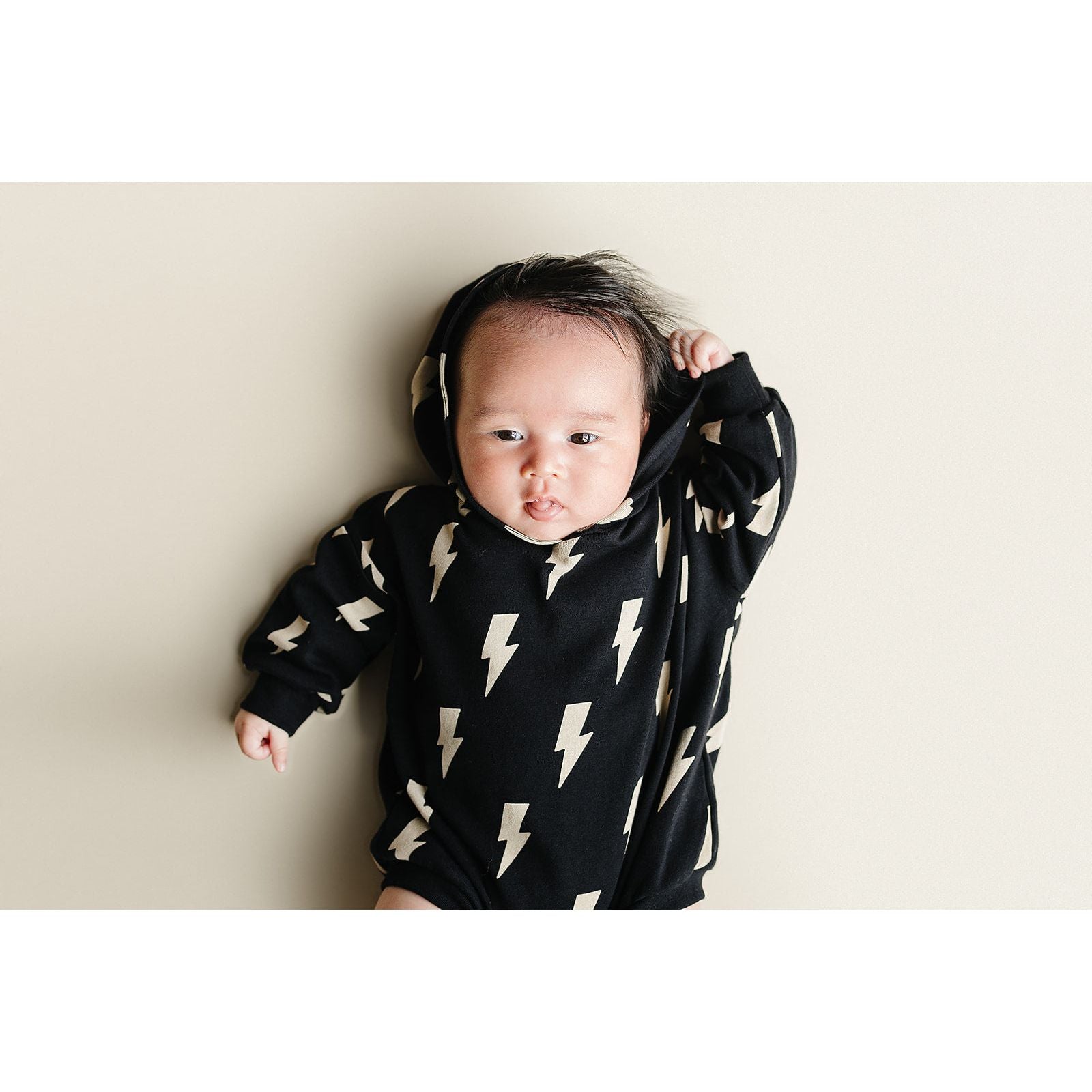 Hooded Bubble Romper  |  Black Bolts