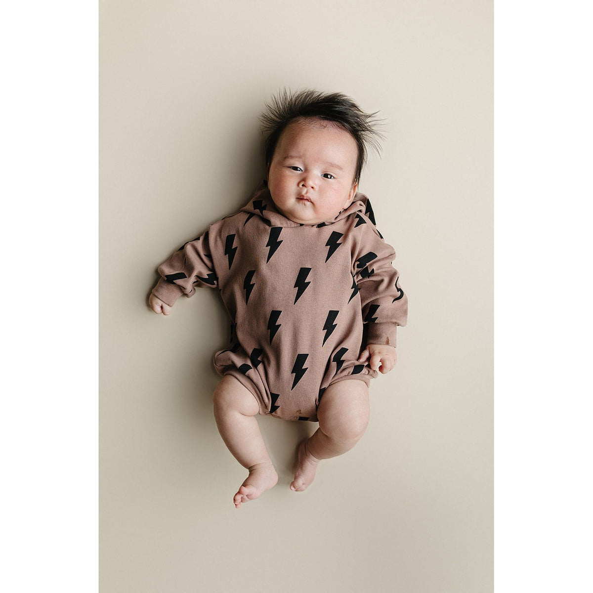 Hooded Bubble Romper  | Mocha Bolts