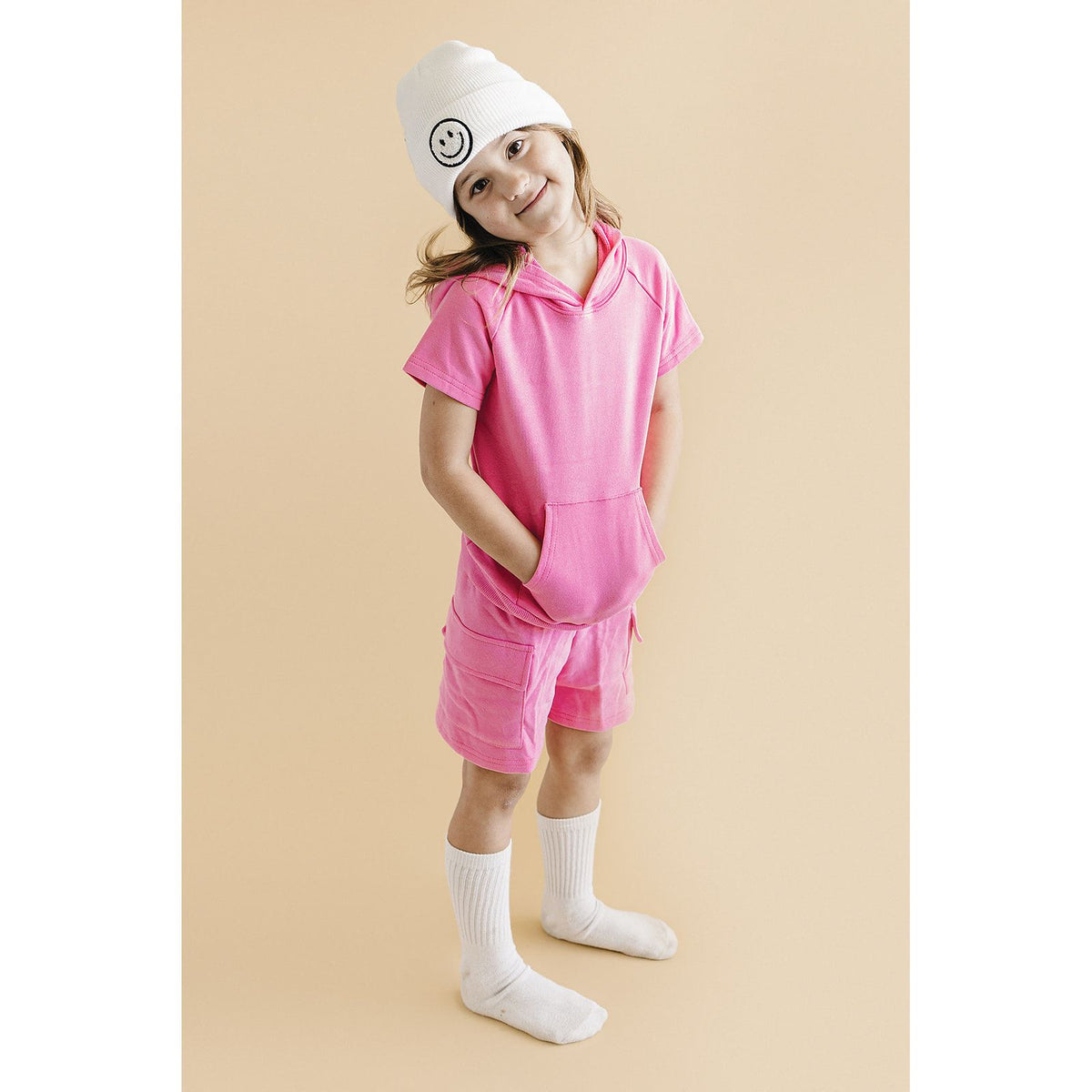 Terry Cargo Shorts Set | Pink