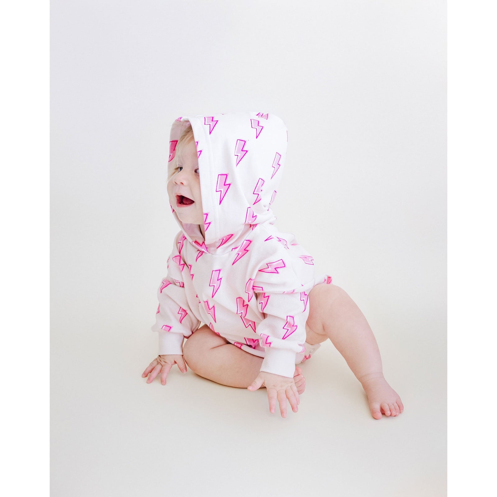 Hooded Bubble Romper | Pink Bolts