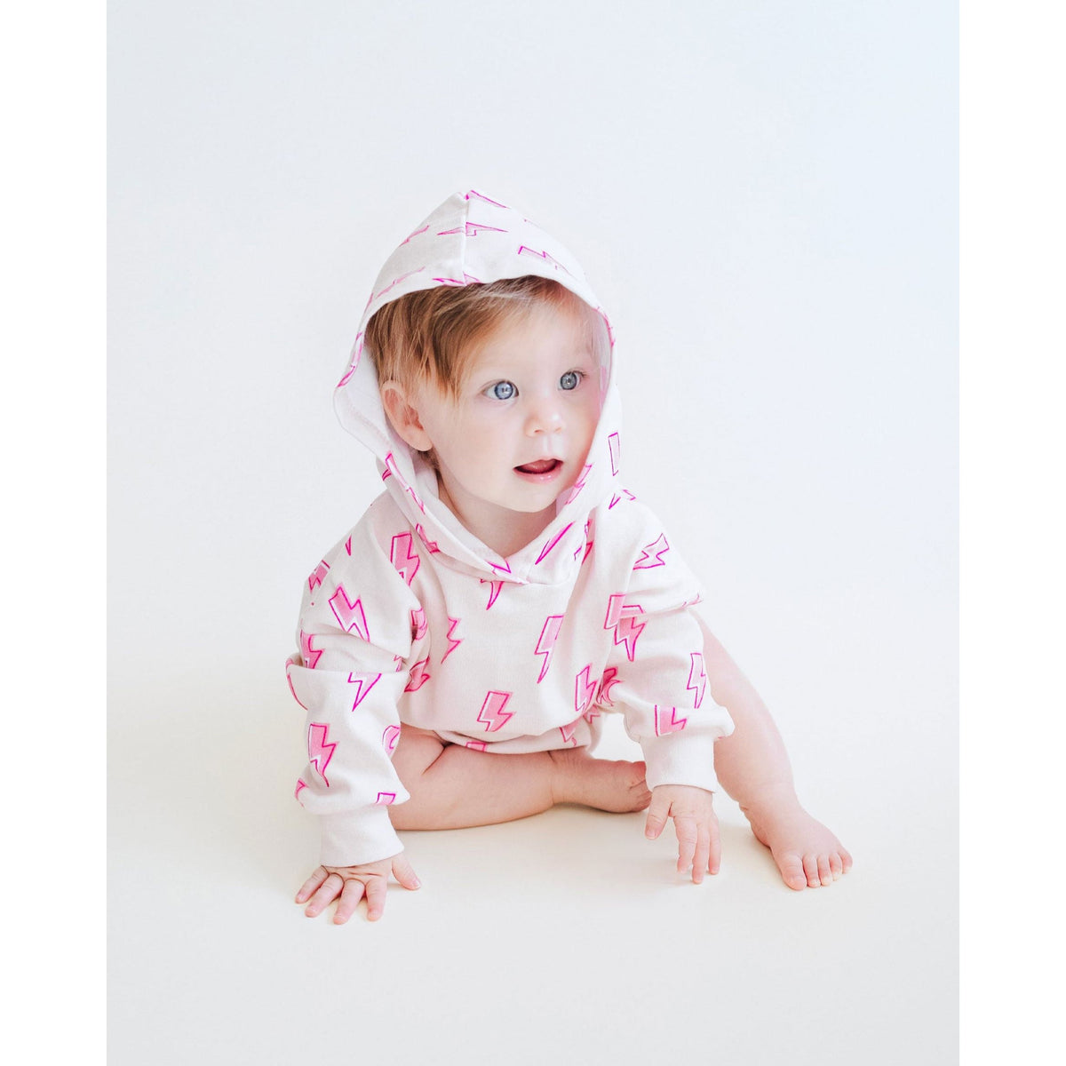 Hooded Bubble Romper | Pink Bolts