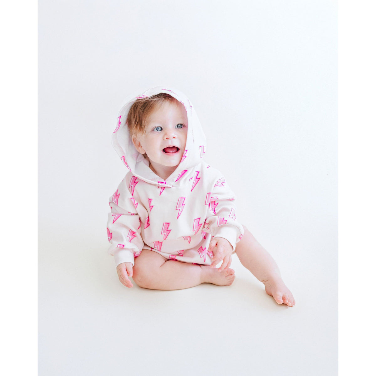 Hooded Bubble Romper | Pink Bolts