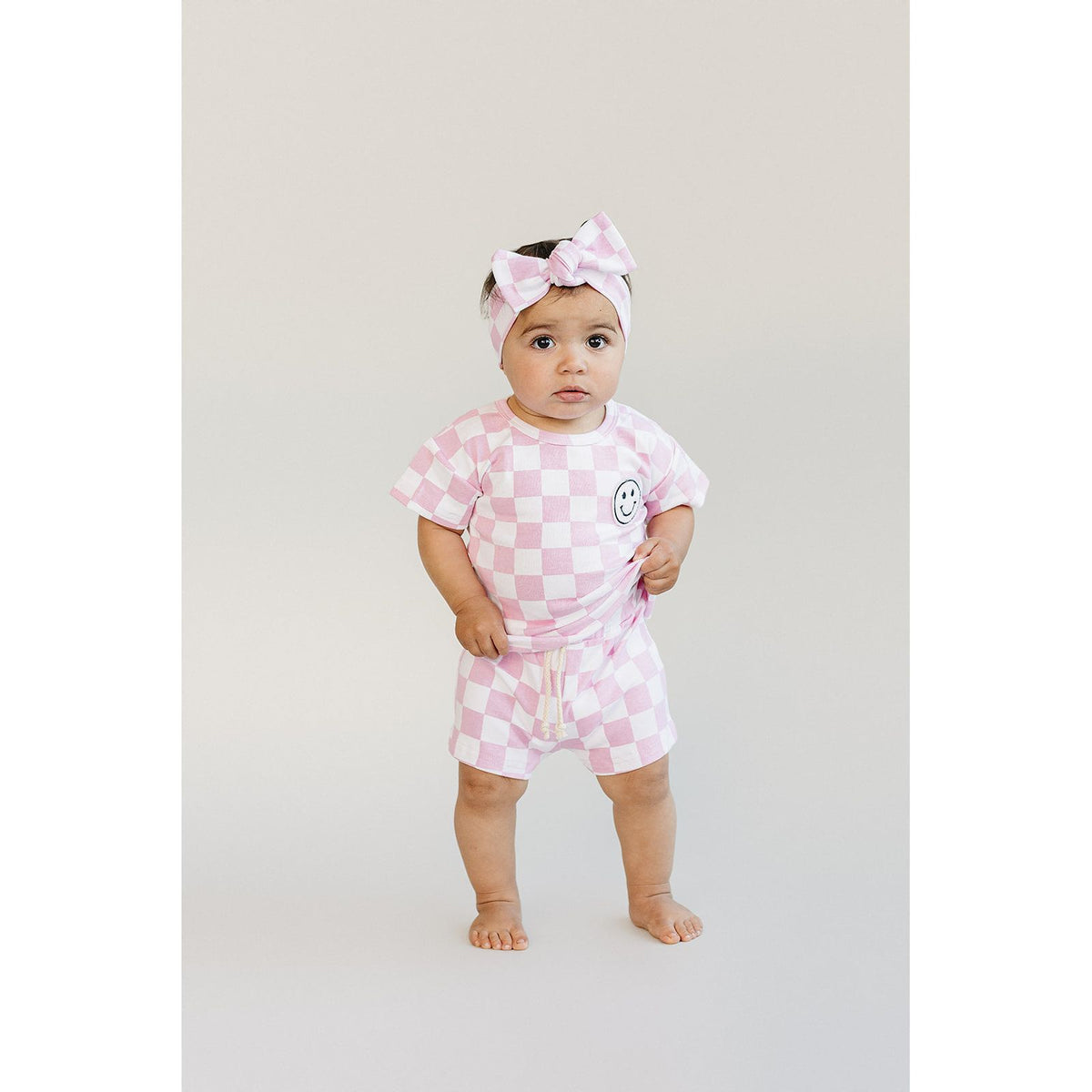 Checkered Shorts Set | Pink