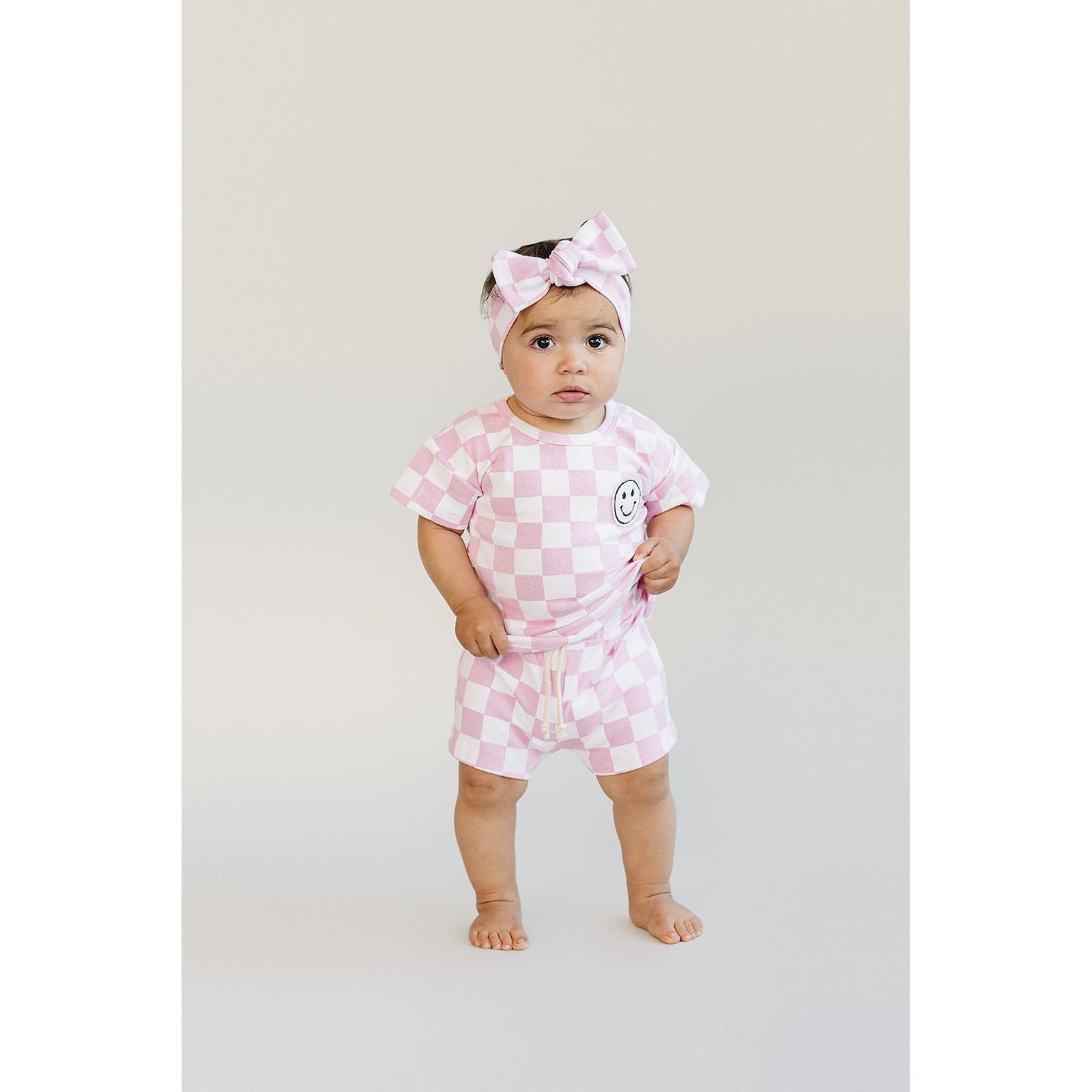 Checkered Shorts Set | Pink