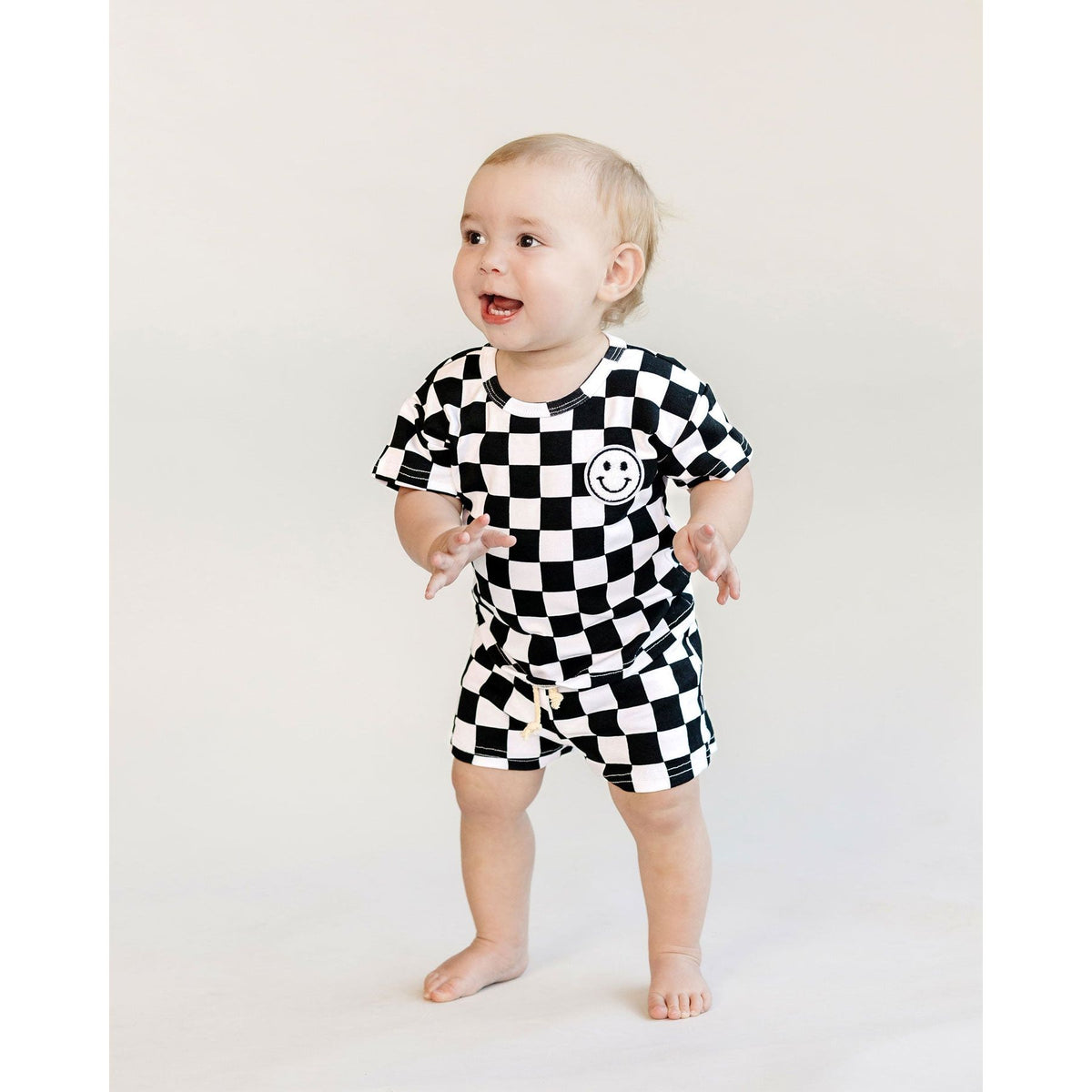 Checkered Shorts Set | Black