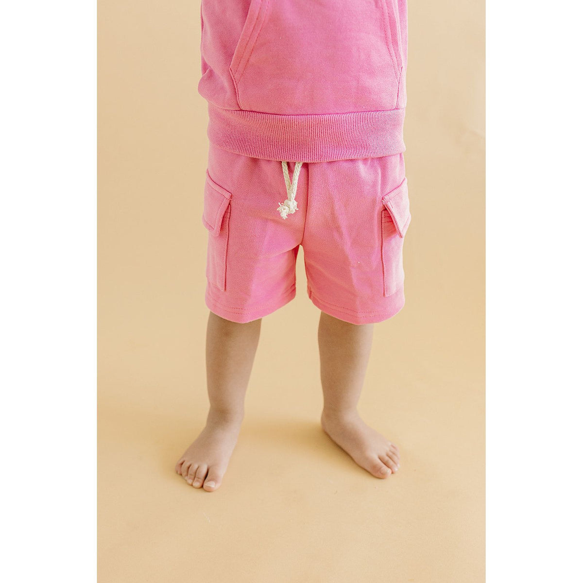 Terry Cargo Shorts Set | Pink