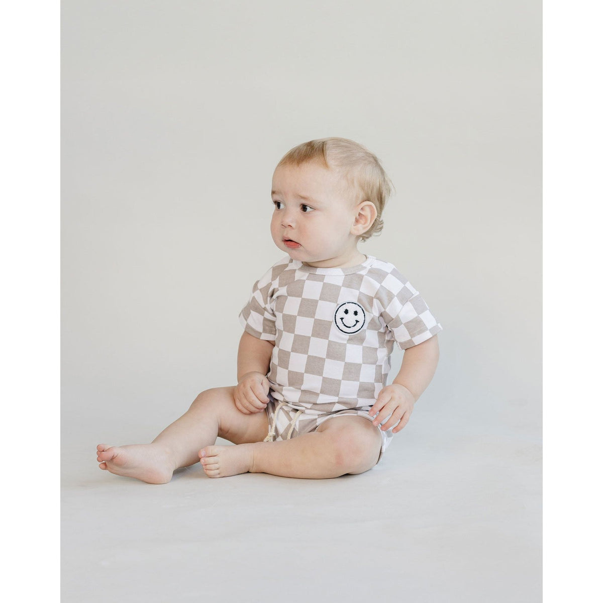 Checkered Shorts Set | Latte