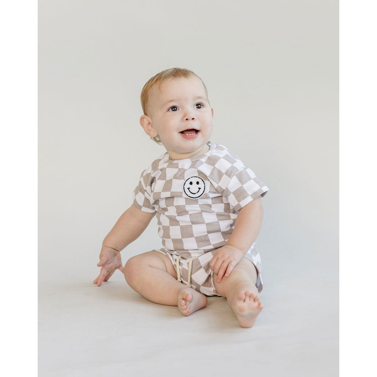 Checkered Shorts Set | Latte