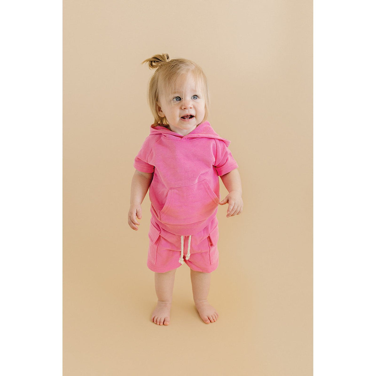 Terry Cargo Shorts Set | Pink