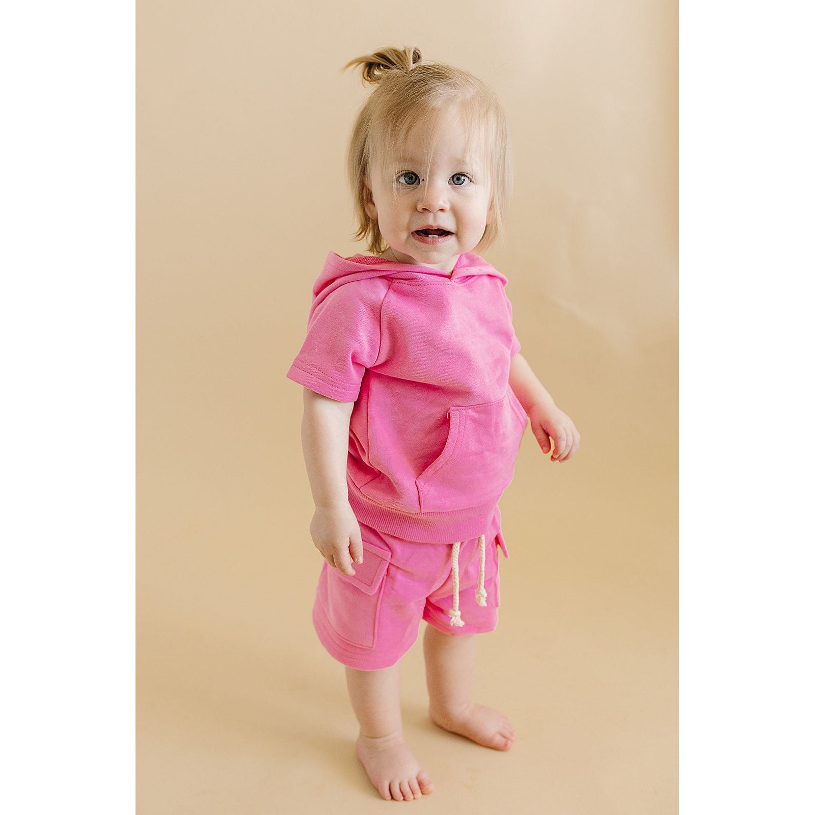 Terry Cargo Shorts Set | Pink