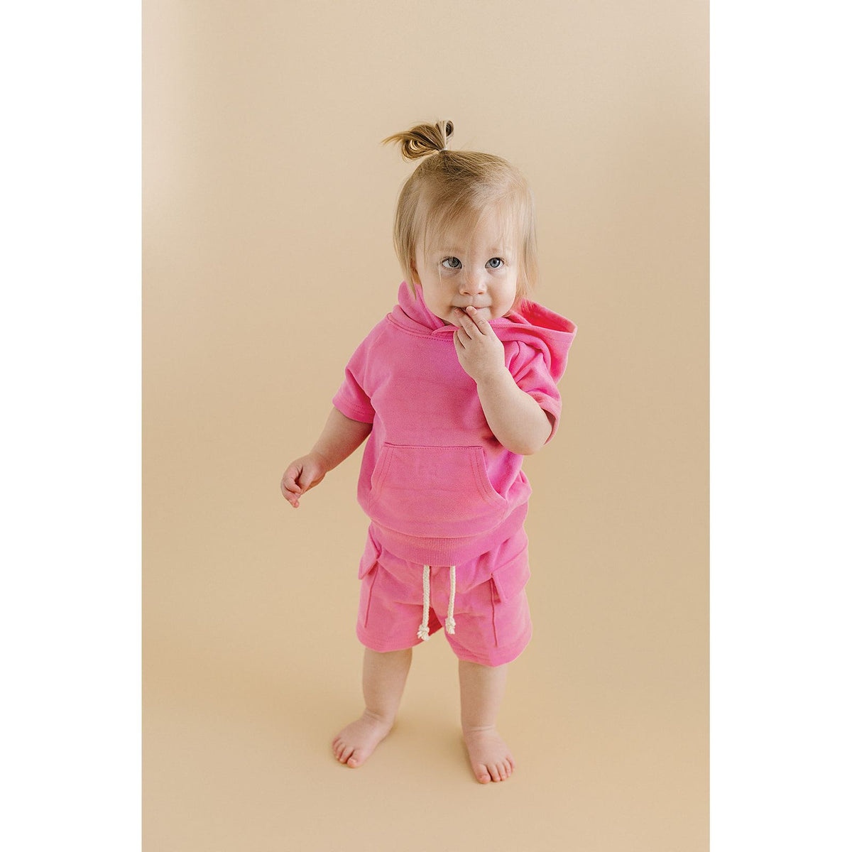 Terry Cargo Shorts Set | Pink