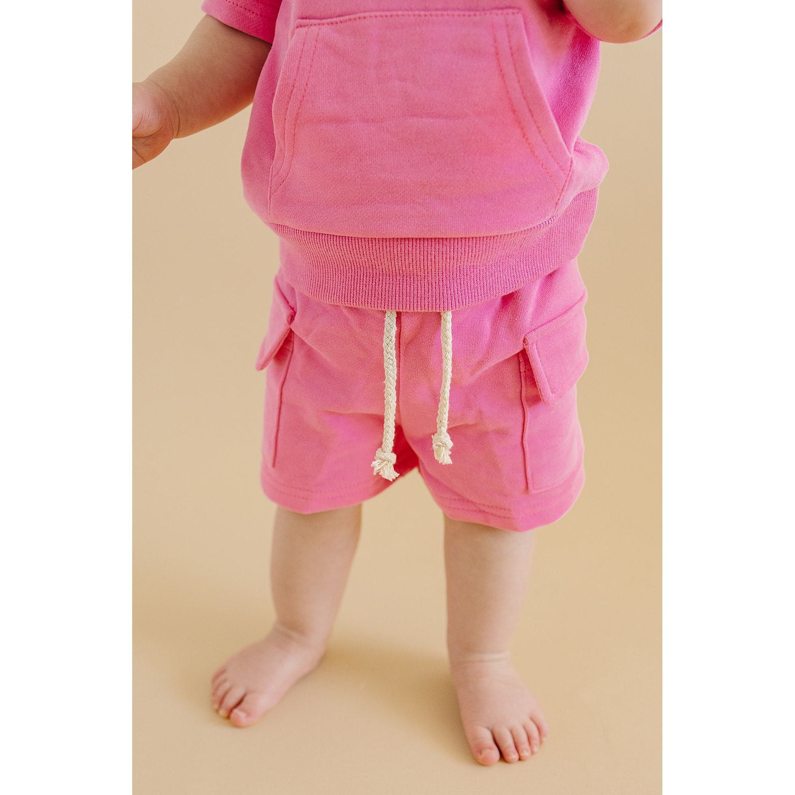 Terry Cargo Shorts Set | Pink