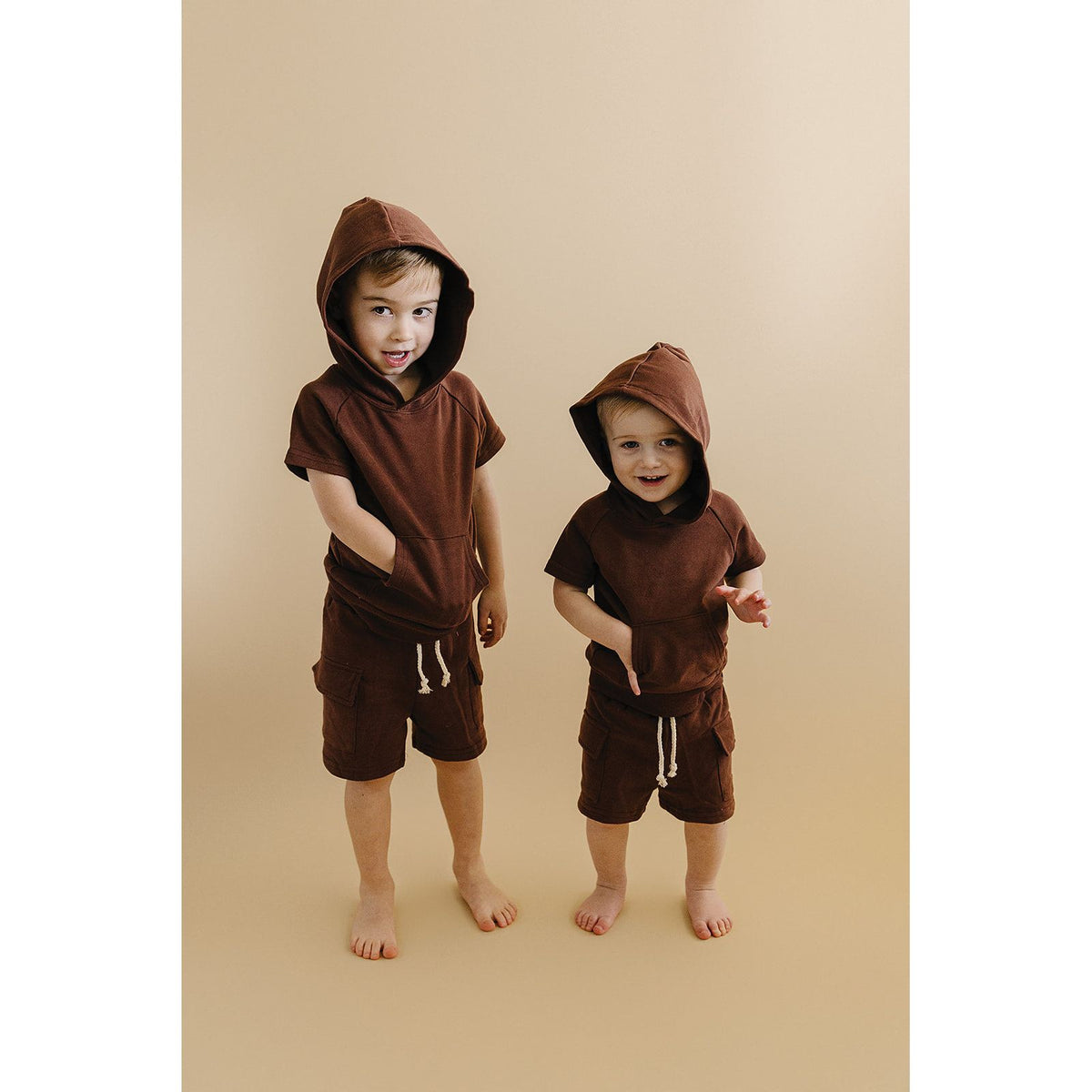 Terry Cargo Shorts Set | Chocolate
