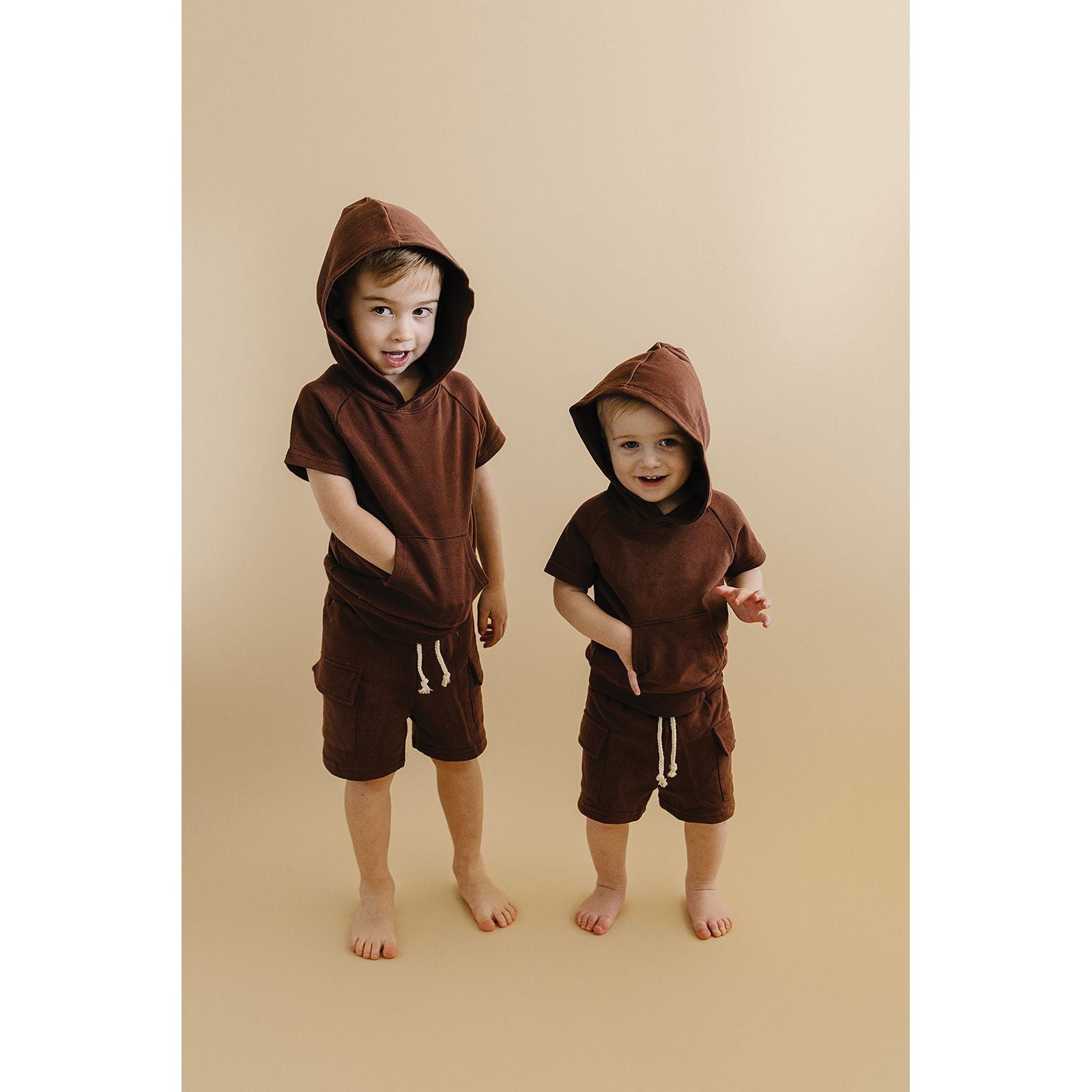 Terry Cargo Shorts Set | Chocolate